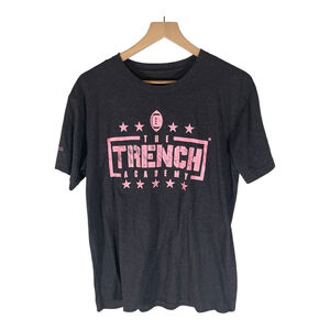 Breast Cancer Awareness Womens T-Shirt Large Dark Gray & Pink American Flag